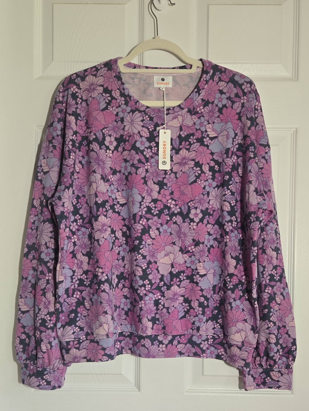 Sundry Purple Floral Pullover Sweatshirt Size Sundry 3 (US Large)
